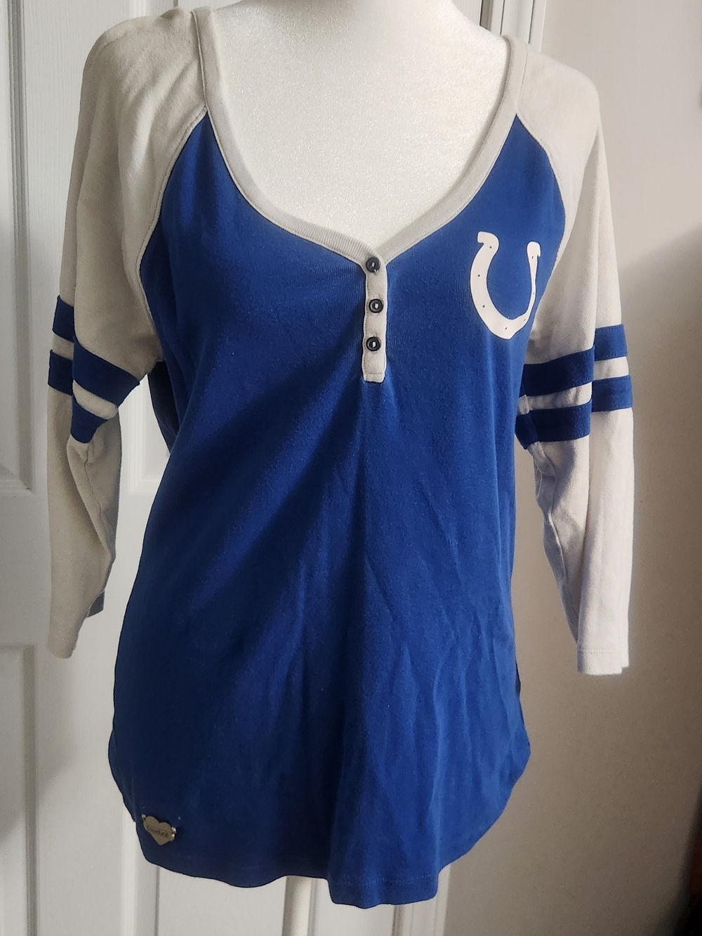 Reebok Women's COLTS Blue Henley Tee with White Logo